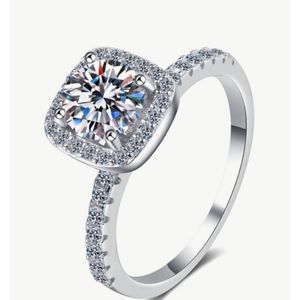 1 carat Moissanite square halo ring size 6